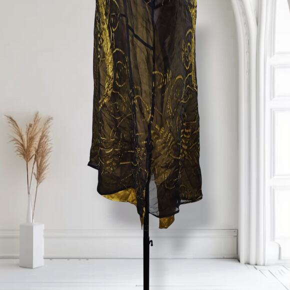 Citron Santa Monica Kimono Sleeve Top Size 4X Burnout Chiffon Phoenix Silk - Picture 9 of 16